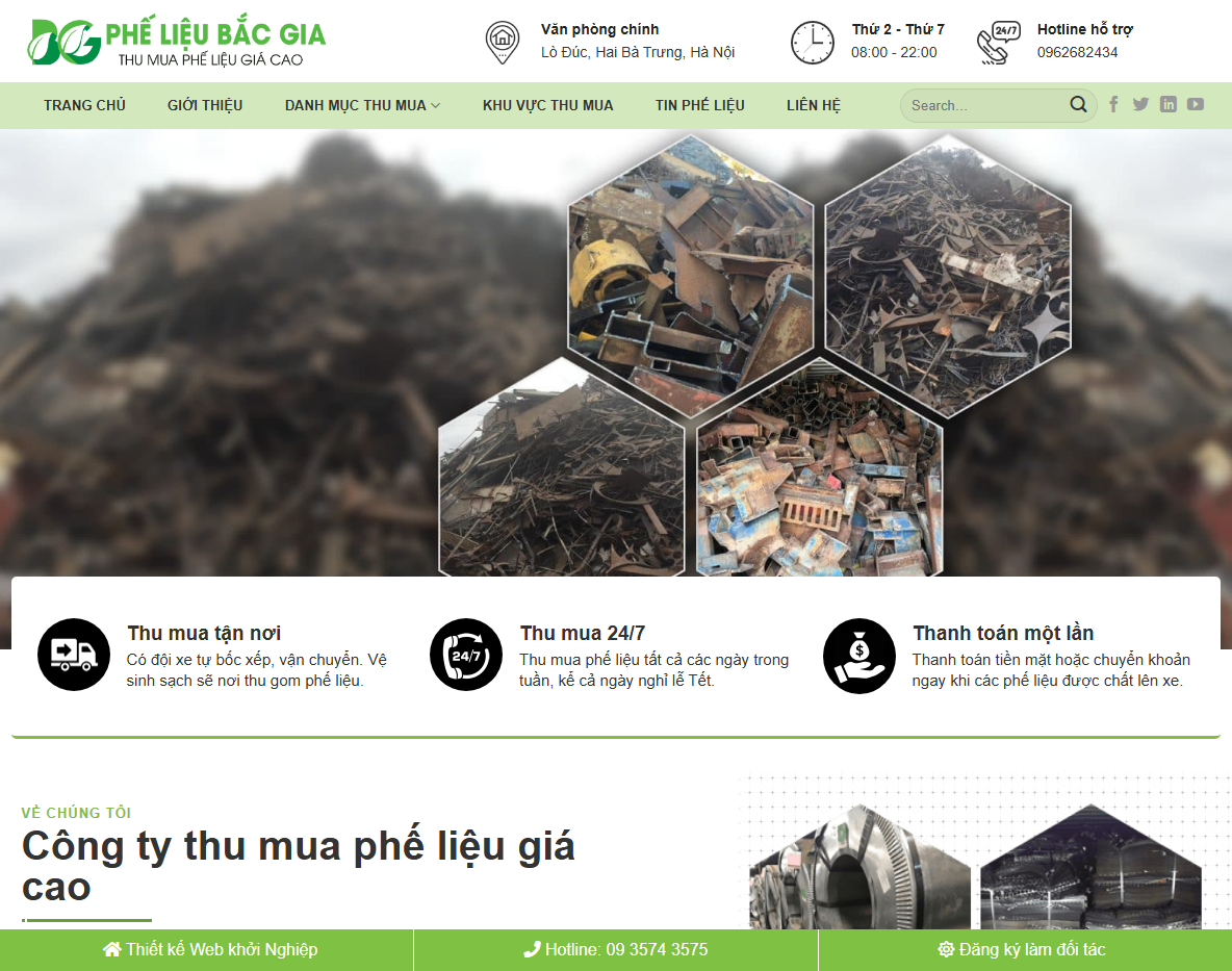 Theme wordpress cơ sở bán phế liệu