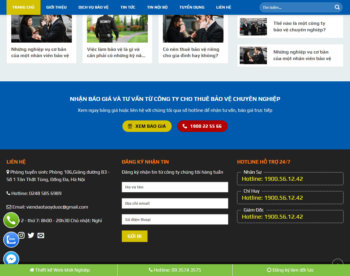 Giao diện responsive Theme WordPress công ty bảo vệ 02