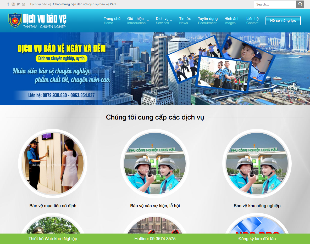 Giao diện Theme WordPress công ty bảo vệ