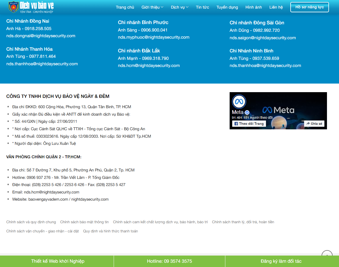 Tính năng Theme WordPress công ty bảo vệ