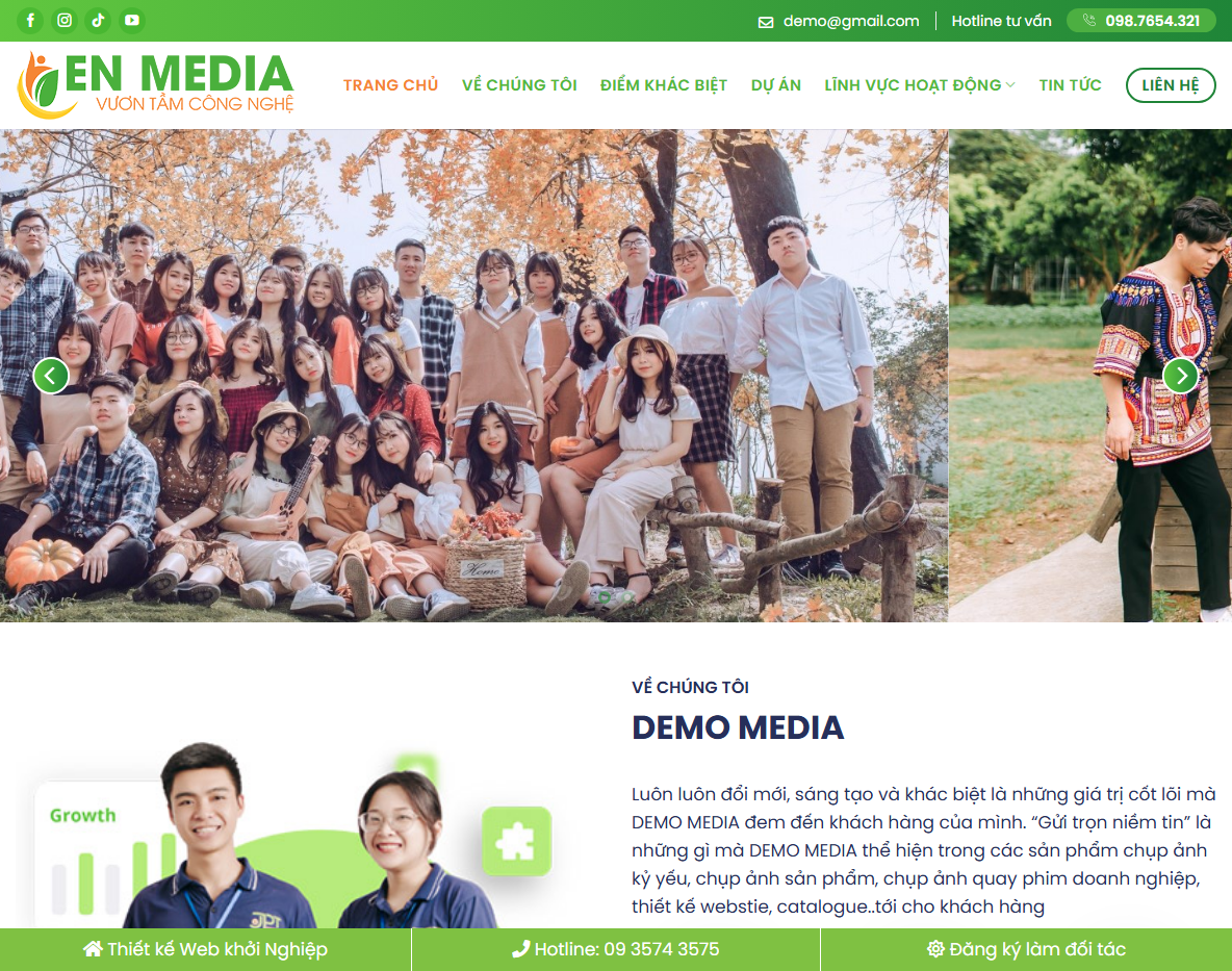 Theme WordPress công ty marketing media - Giao diện trang chủ