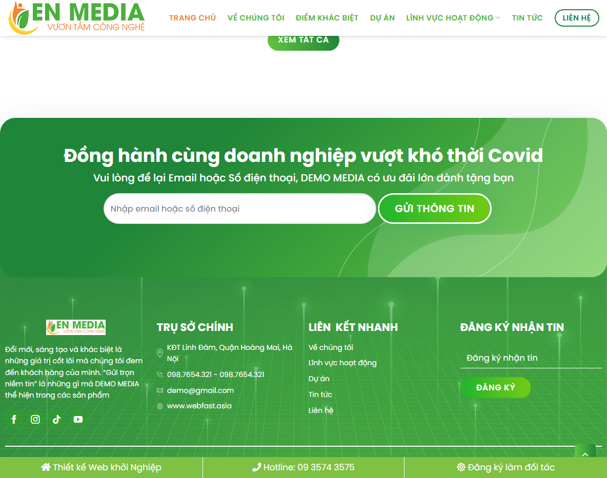 Theme WordPress marketing media - Trang dịch vụ