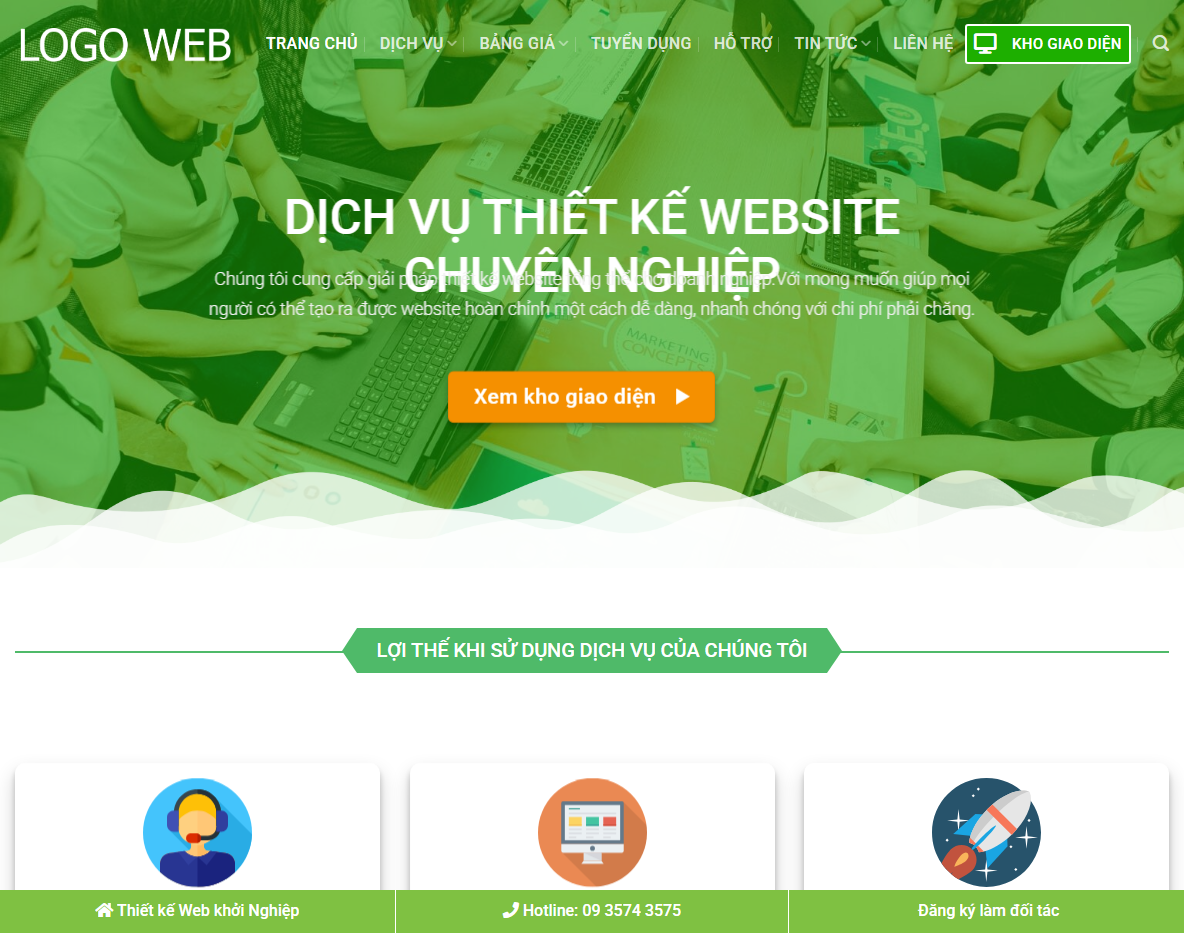 Theme wordpress công ty thiết kế web 07 - Giao diện trang chủ