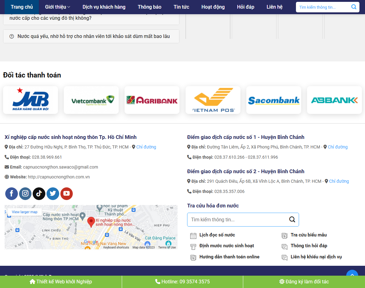 Tính năng theme WordPress công ty cấp thoát nước