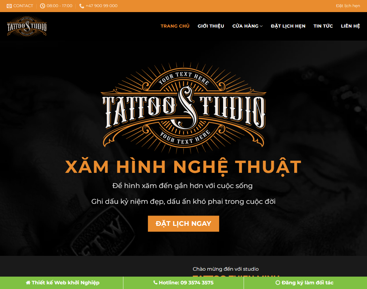Giao diện theme wordpress cửa hàng xăm