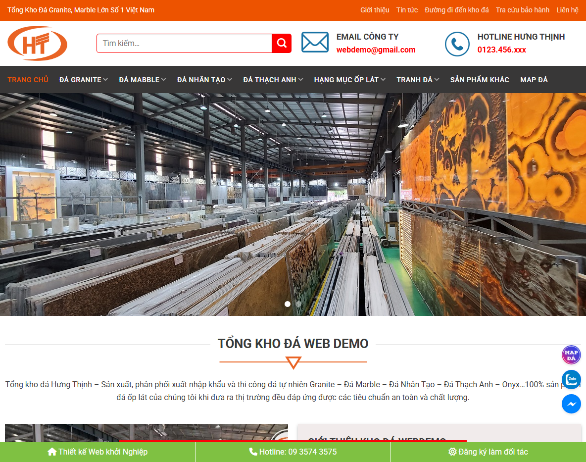 Giao diện Theme WordPress đá granite, gạch men, đá ốp