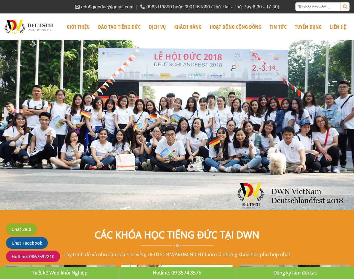 Giao diện theme WordPress đào tạo tiếng Đức