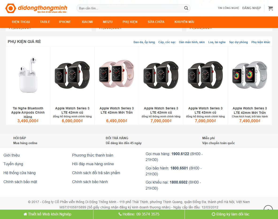 Giao diện responsive của theme trên các thiết bị