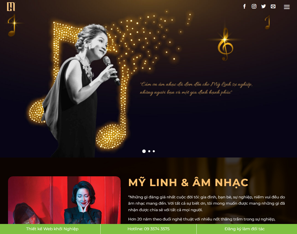 Theme WordPress dịch vụ âm nhạc giao diện trang chủ