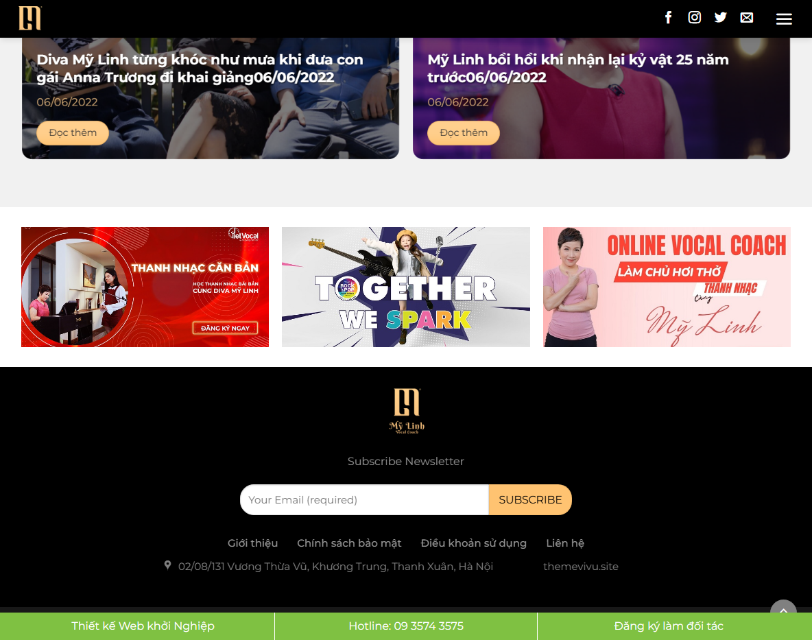 Theme WordPress dịch vụ âm nhạc trang chi tiết