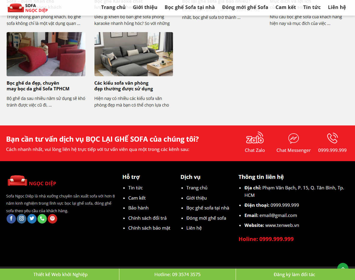 Tính năng theme wordpress bọc ghế nệm salon
