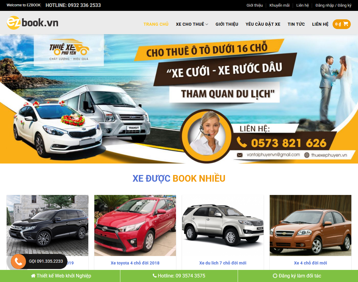 Giao diện Theme WordPress dịch vụ cho thuê xe 01