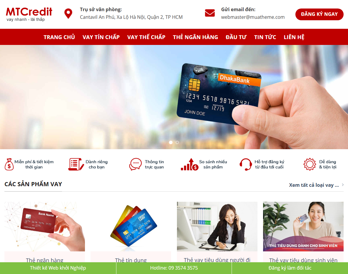 Giao diện theme WordPress cho vay tài chính