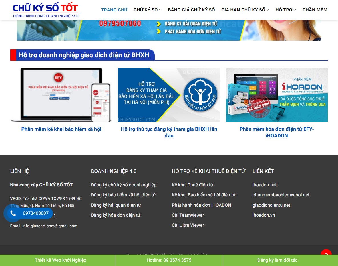 Giao diện quản trị theme WordPress chữ ký số