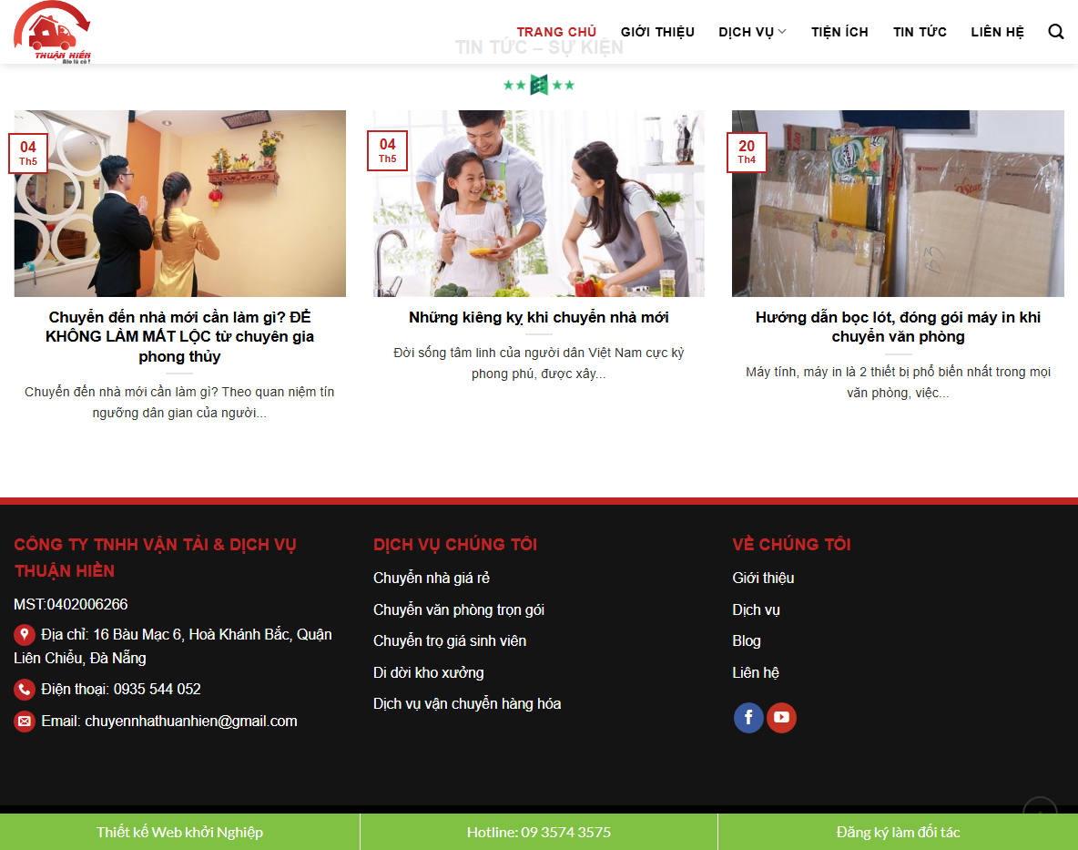 Tính năng theme wordpress dịch vụ chuyển nhà