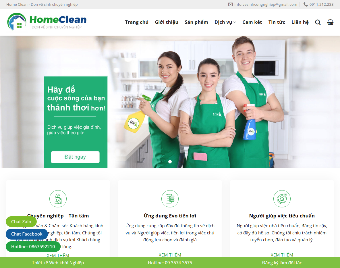 Giao diện Theme WordPress dịch vụ dọn nhà