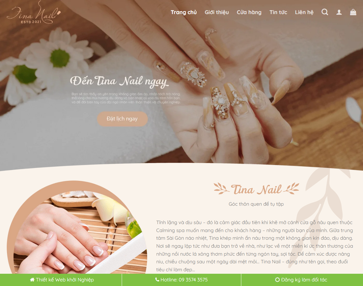 Giao diện theme WordPress nail và phụ kiện