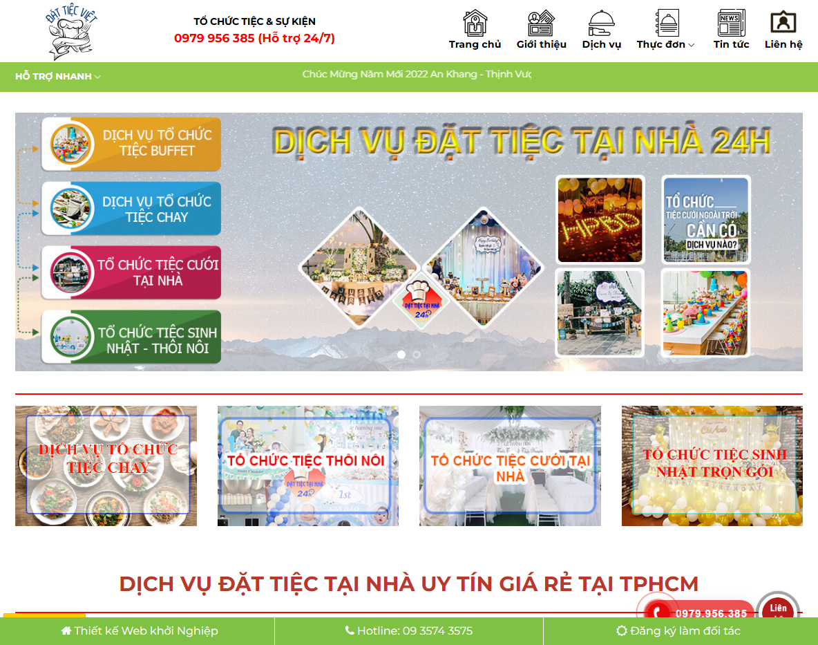 Theme WordPress dịch vụ nấu ăn chuyên nghiệp