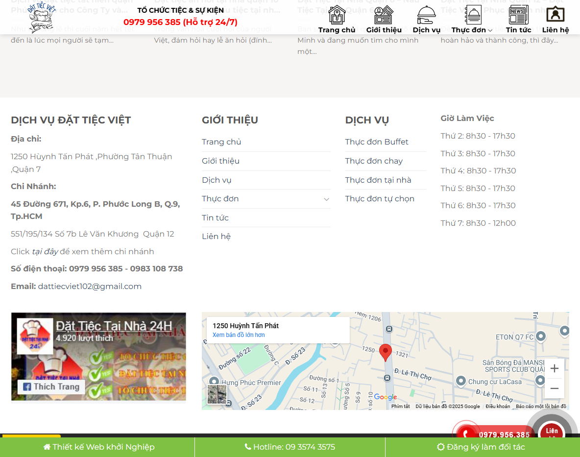 Giao diện responsive theme nấu ăn