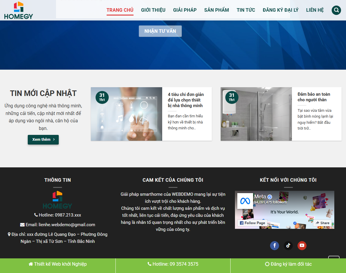 Giao diện theme WordPress nhà thông minh