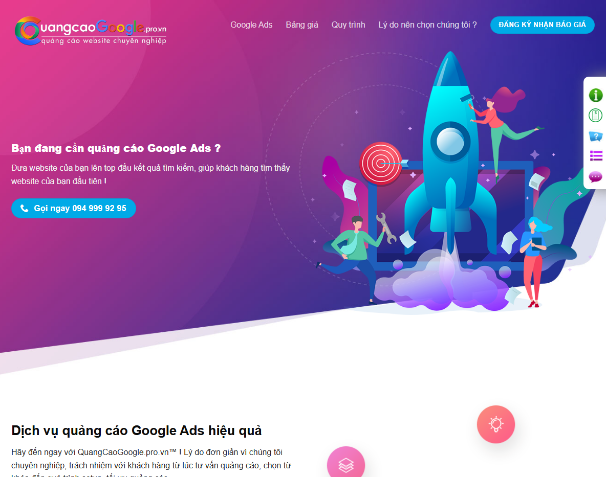 Theme WordPress dịch vụ quảng cáo Google Ads