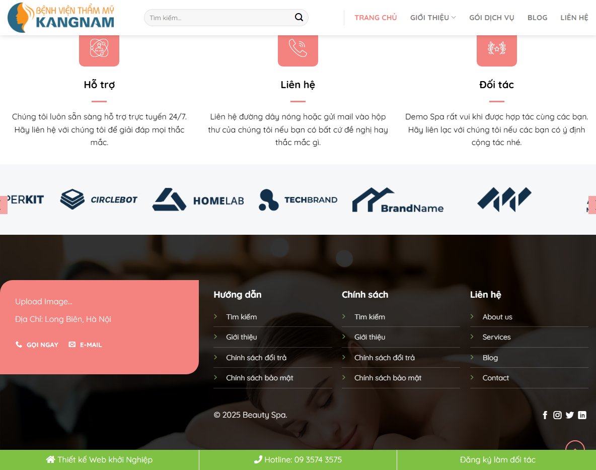Tính năng Theme WordPress dịch vụ spa 07