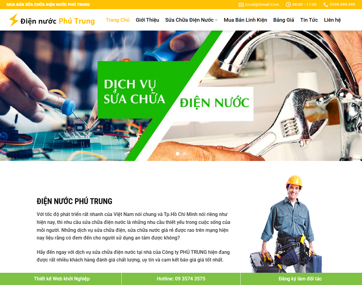 Giao diện theme wordpress dịch vụ sửa chữa điện nước