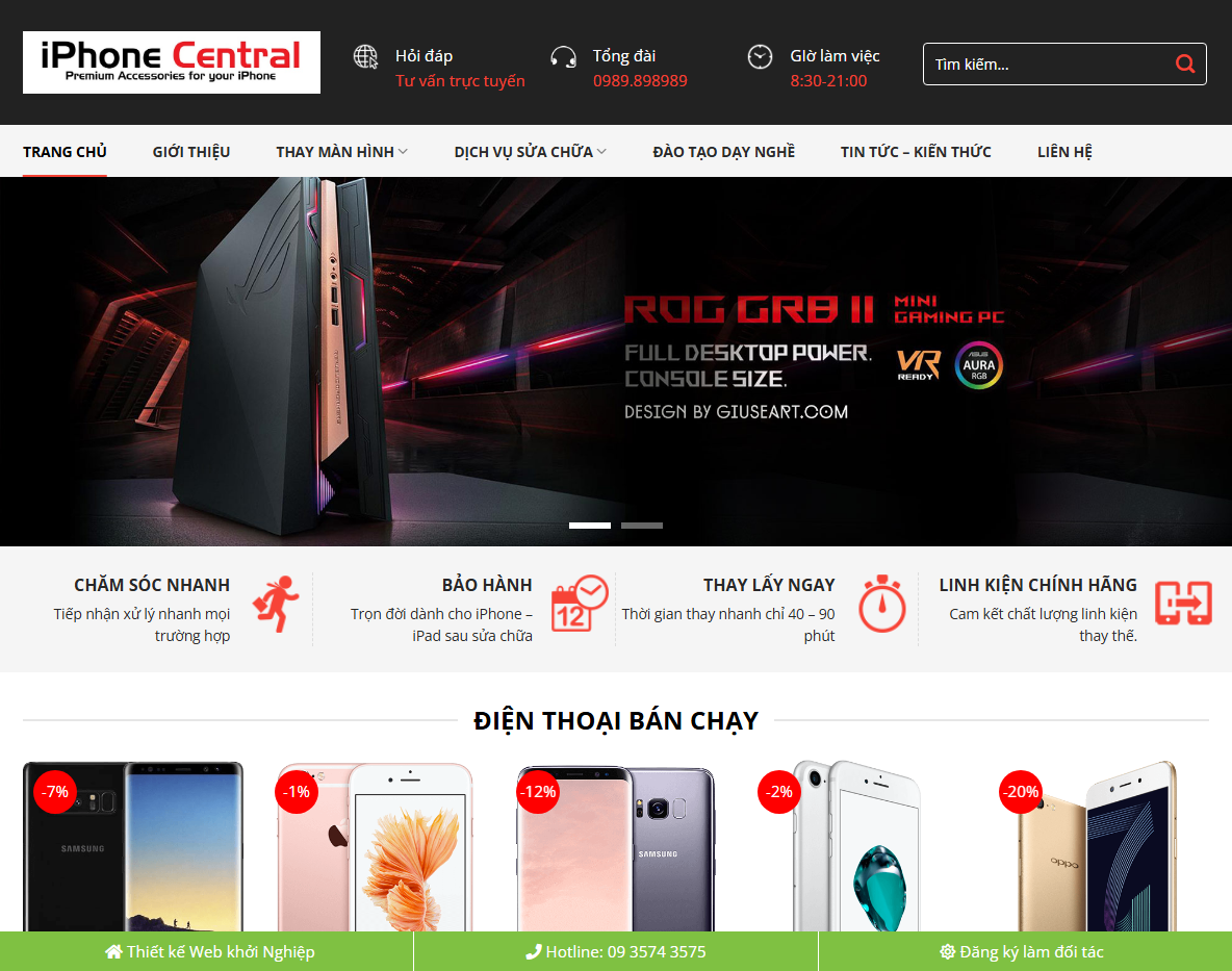 Giao diện Theme WordPress dịch vụ sửa điện thoại 02