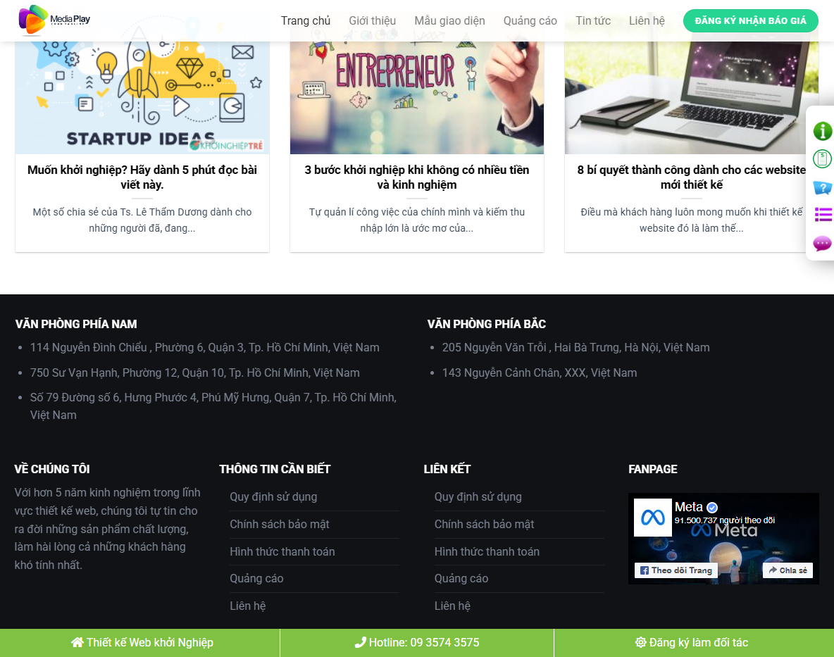 Tính năng Theme WordPress dịch vụ thiết kế web 01