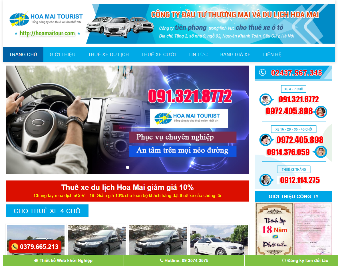 Giao diện theme wordpress dịch vụ thuê xe 02