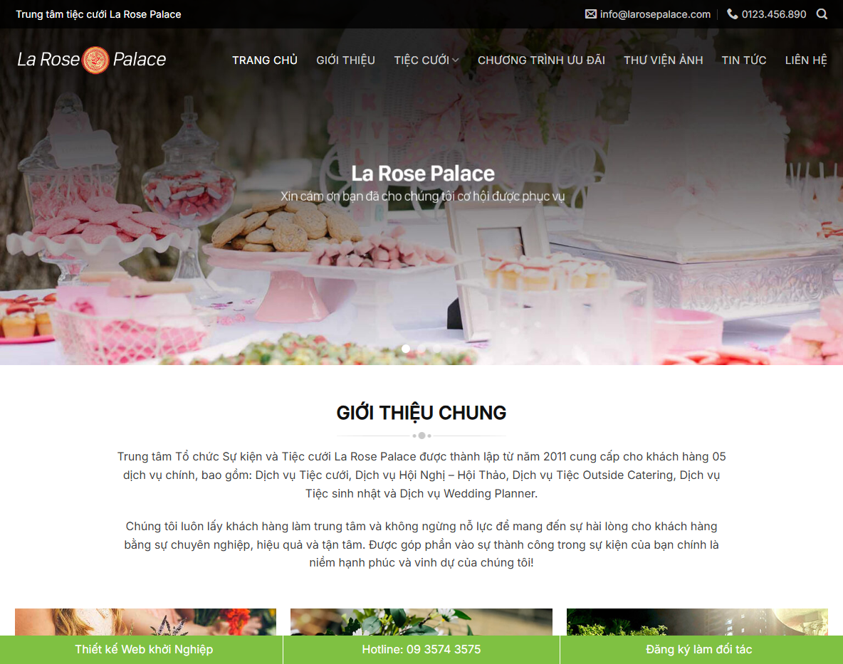 Giao diện theme wordpress dịch vụ tiệc cưới