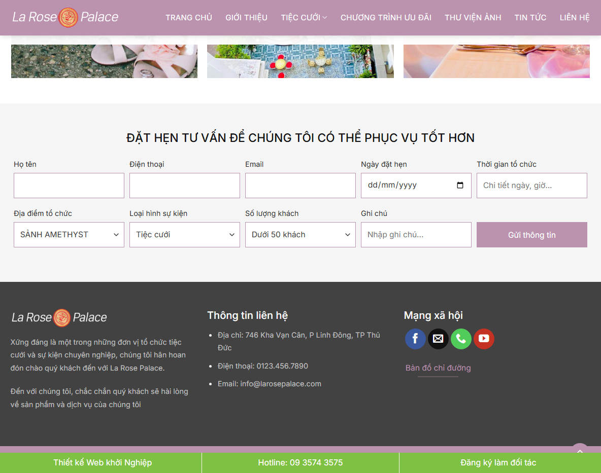 Tính năng theme wordpress tiệc cưới