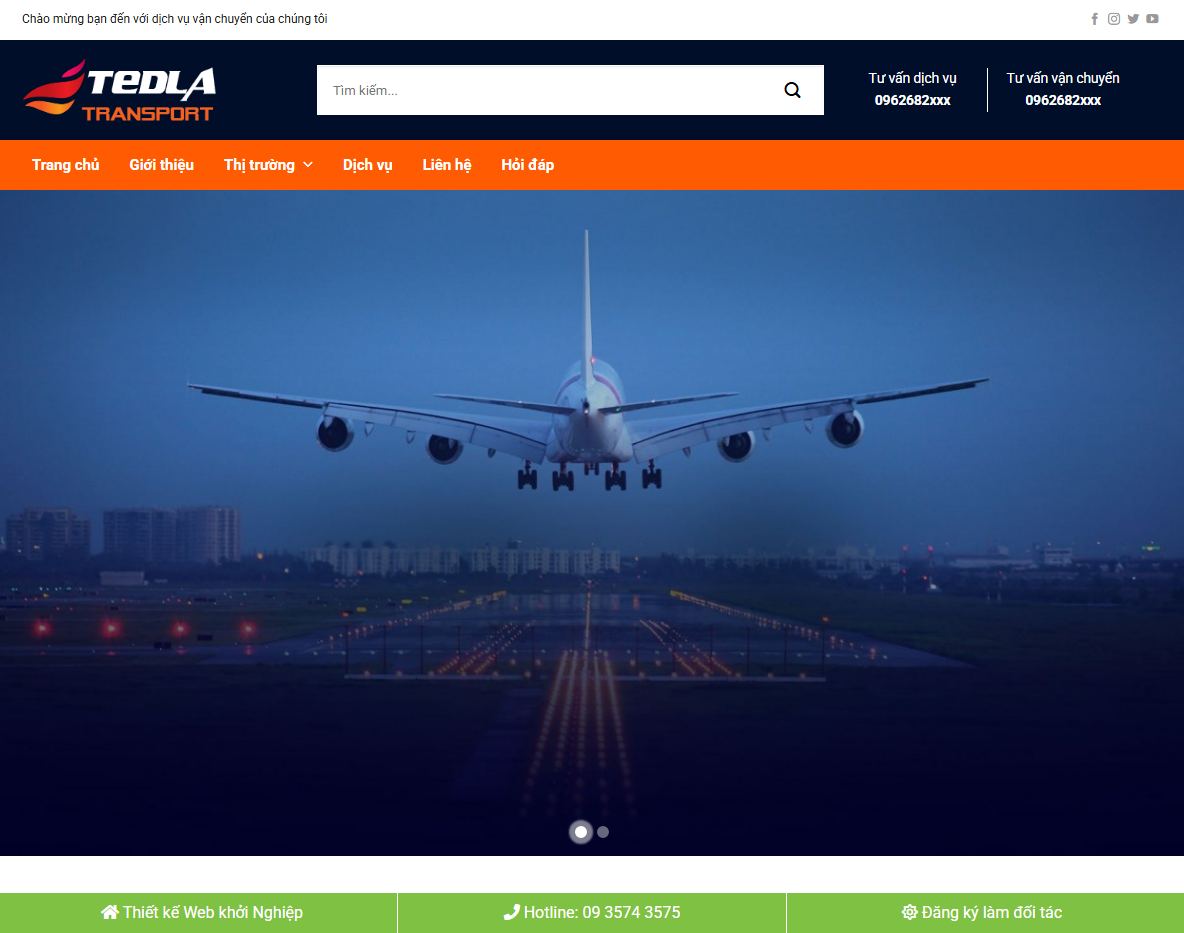 Giao diện theme wordpress vận chuyển xe tải