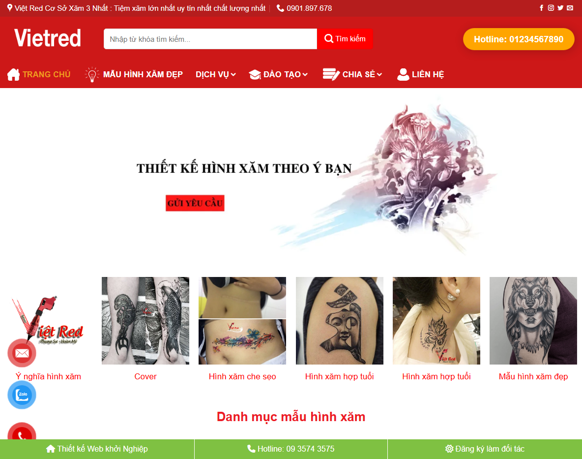 Theme WordPress dịch vụ xăm hình chuyên nghiệp