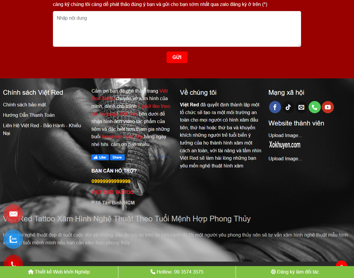 Giao diện quản trị Theme WordPress xăm hình