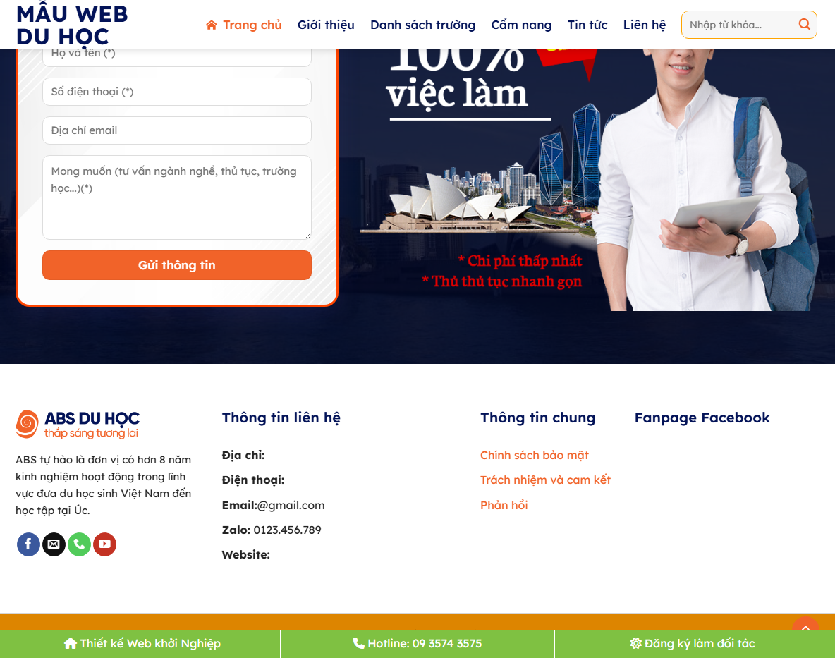 Panel quản trị Theme WordPress du học 01