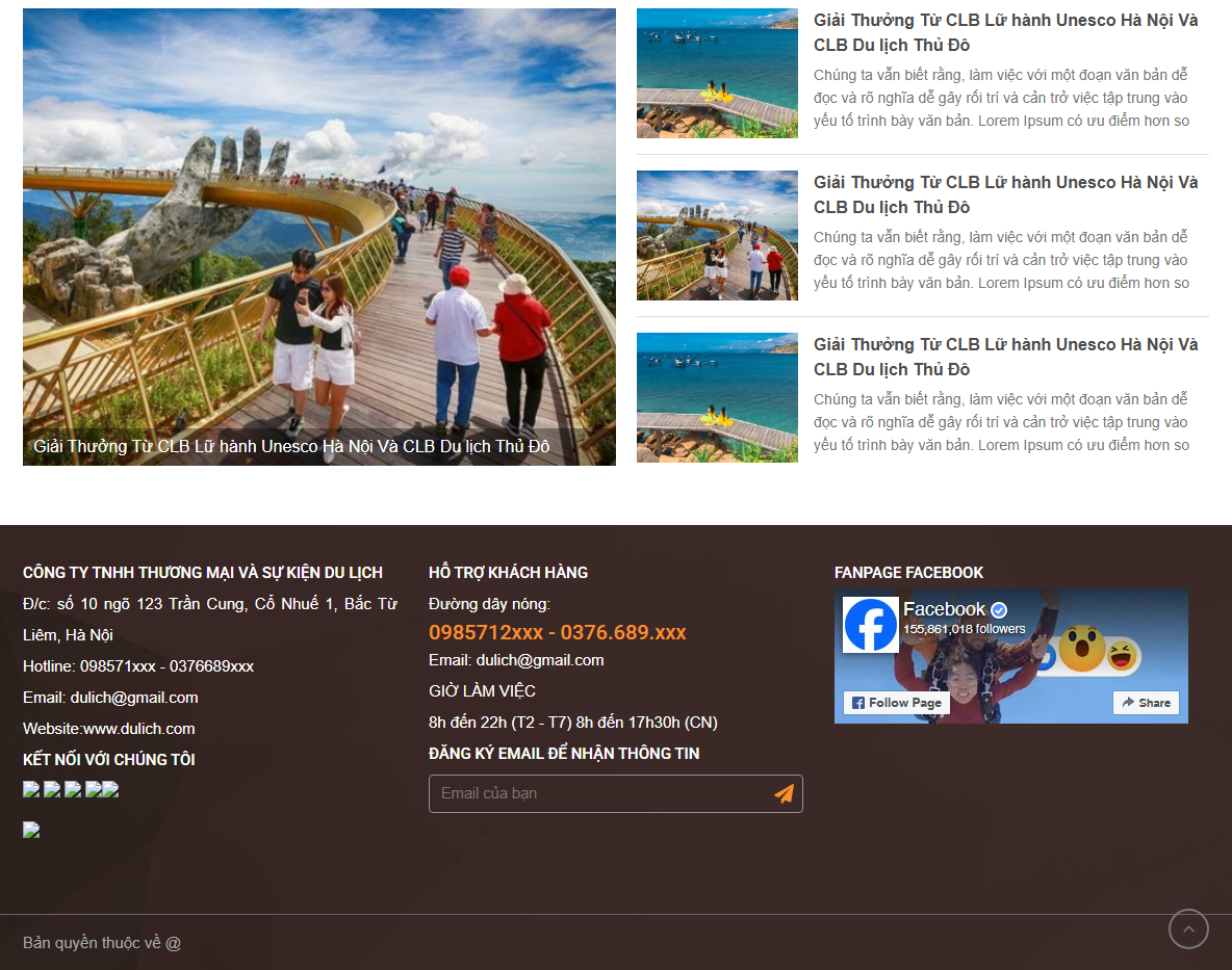 Các tính năng của Theme WordPress Du Lịch 21