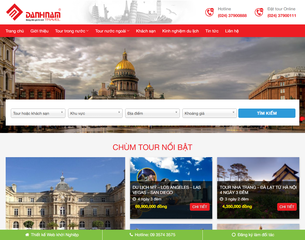 Giao diện trang chủ Theme WordPress du lịch cao cấp 08