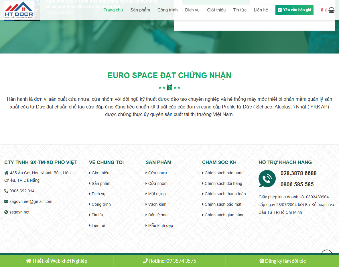 Theme WordPress Flatsome bán cửa nhôm 01 - Trang sản phẩm