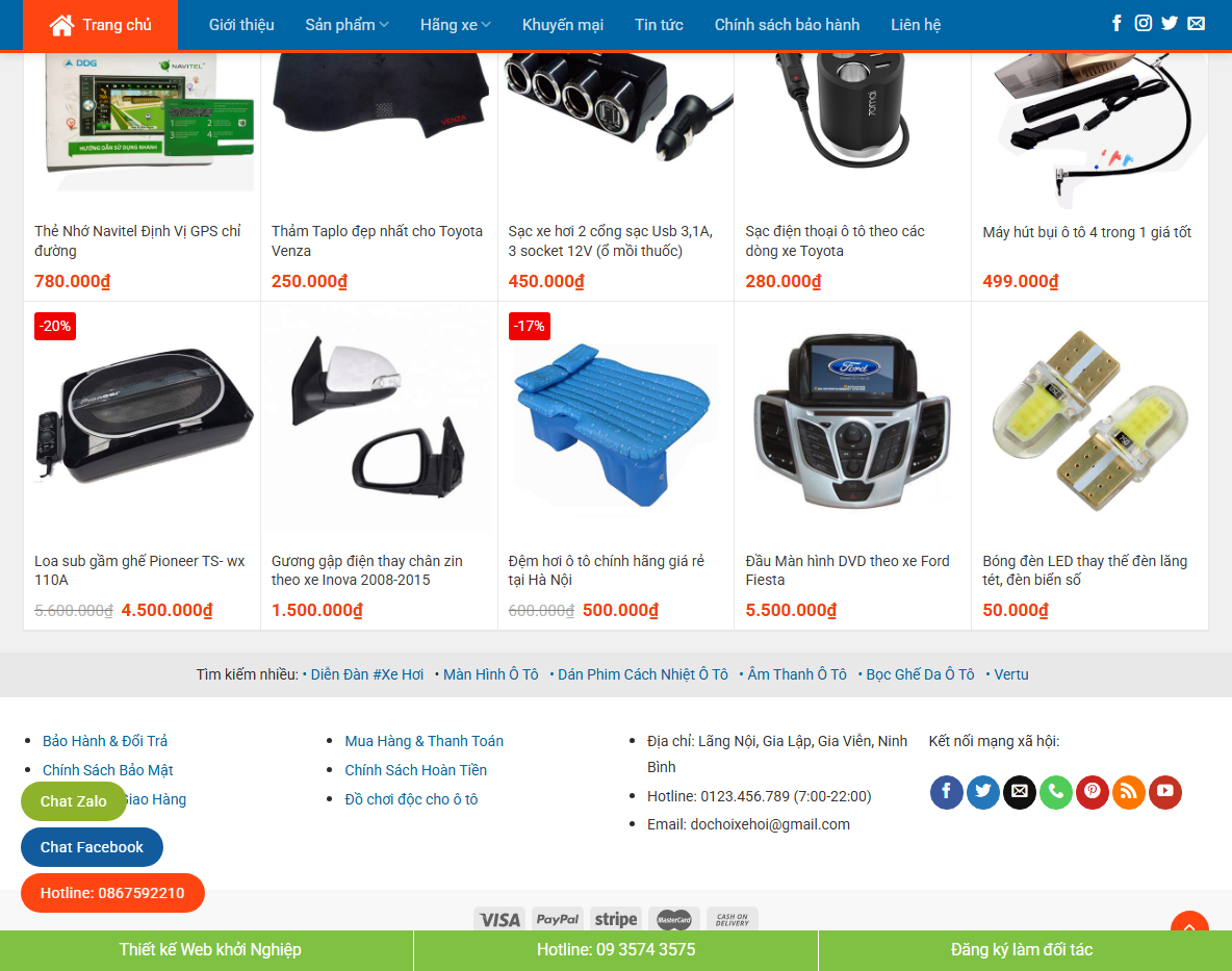 Giao diện Theme WordPress bán đồ chơi xe hơi