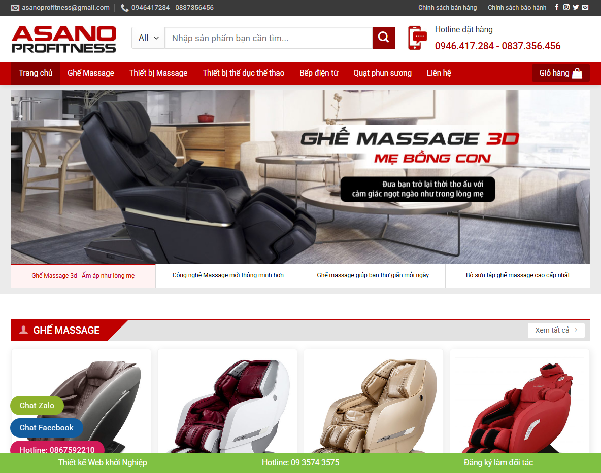 Theme WordPress Flatsome bán ghế matxa