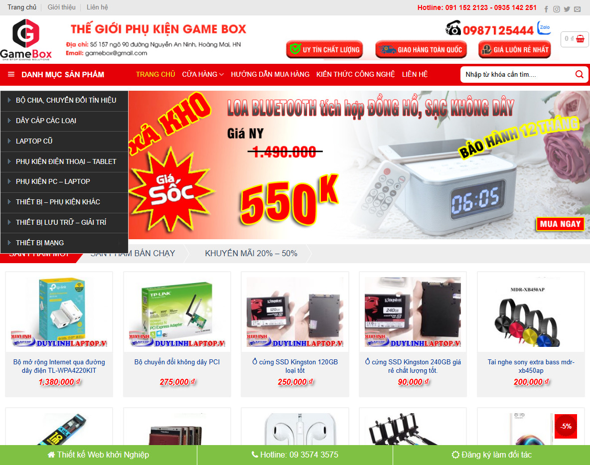 Theme WordPress Flatsome bán máy tính 01 - Giao diện trang chủ