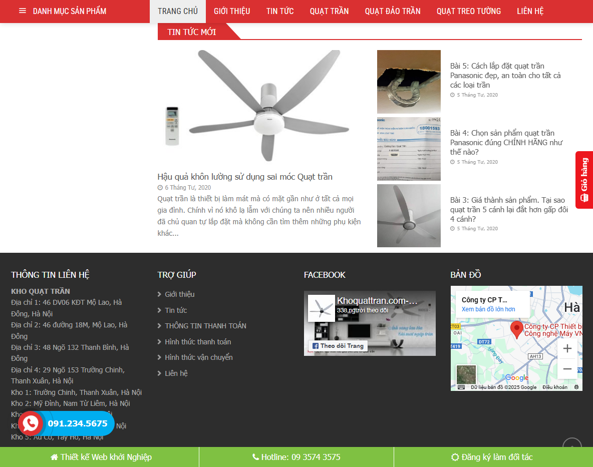 Tính năng Theme WordPress Flatsome bán quạt trần