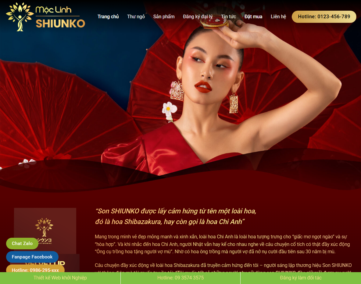 Theme WordPress Flatsome bán son môi đẹp - Giao diện trang chủ