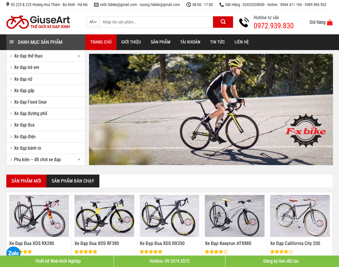 Giao diện Theme WordPress Flatsome bán xe đạp