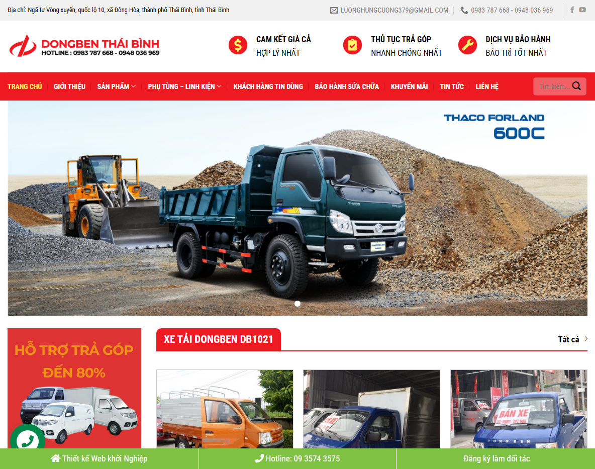 Giao diện theme wordpress flatsome bán xe tải