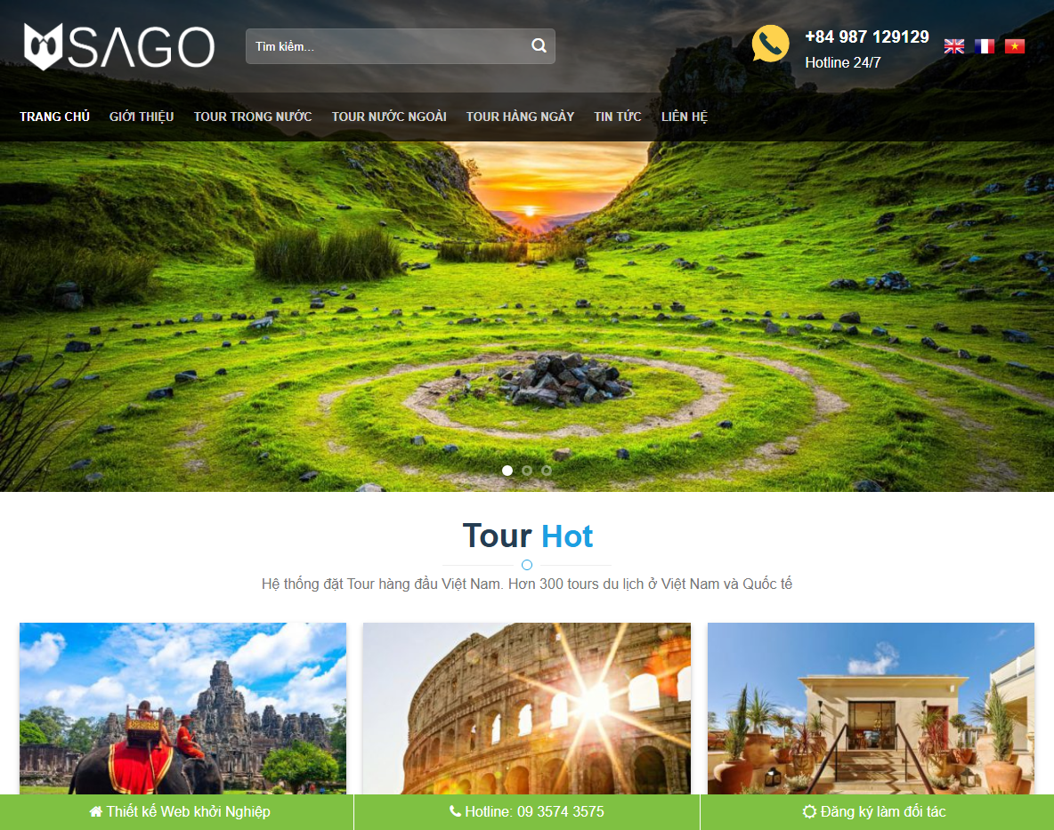 Theme wordpress flatsome du lịch 05 - Giao diện trang chủ