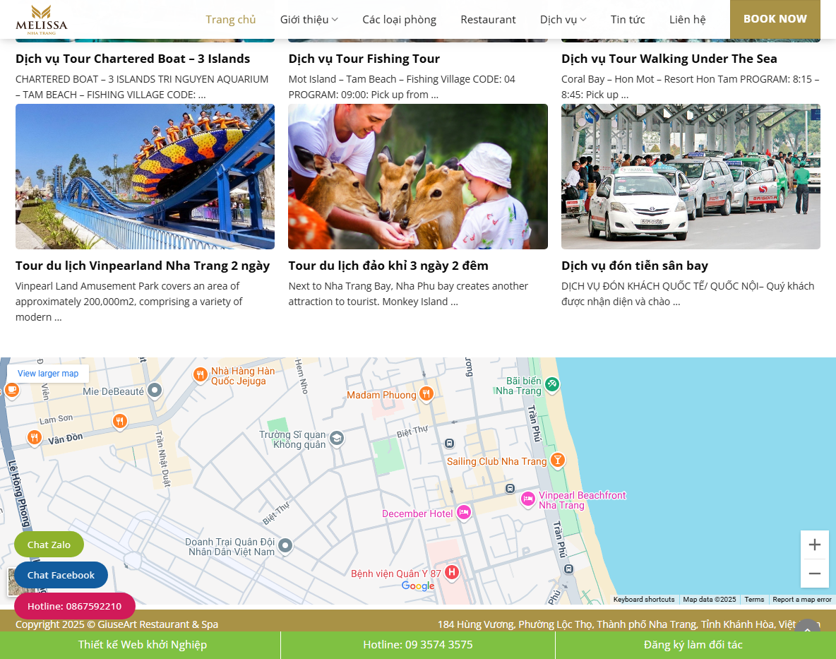 Giao diện trang chi tiết Theme WordPress Flatsome khách sạn
