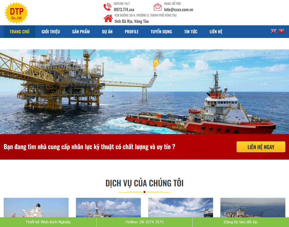 Theme WordPress giới thiệu công ty 02 - Giao diện tổng quan