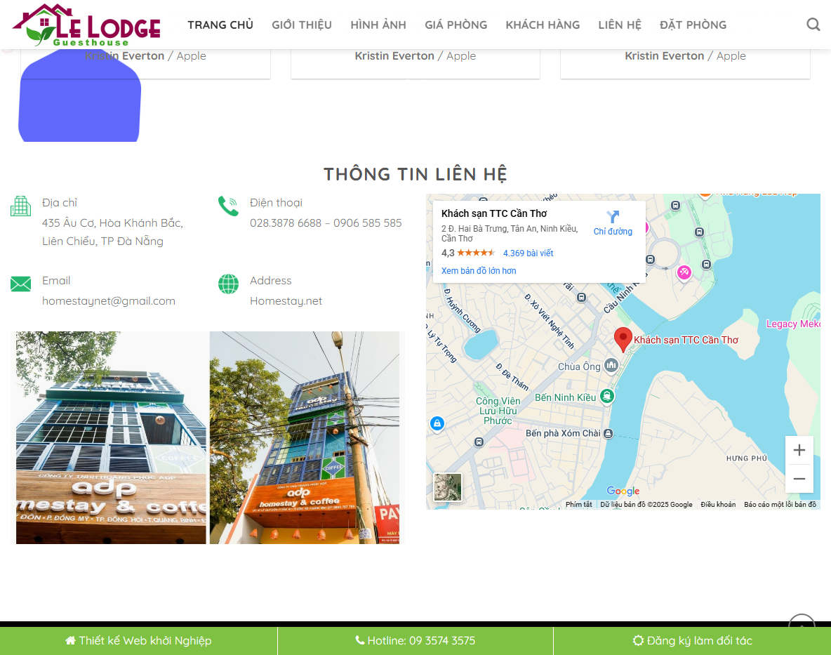Giao diện quản lý Theme WordPress khách sạn